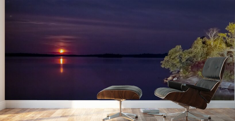Moon Sets Over Shoal Lake Wall Murals
