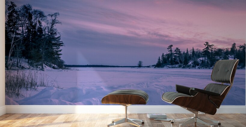 Frozen Lake at Dusk Wall Murals