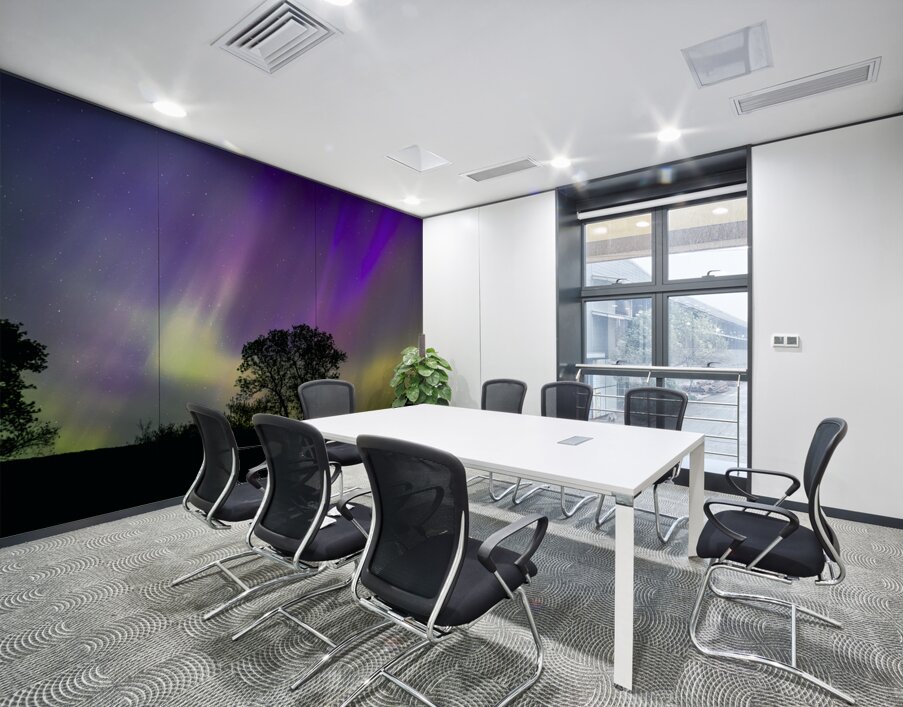 Lone Tree Under Aurora Glow Wall Printing