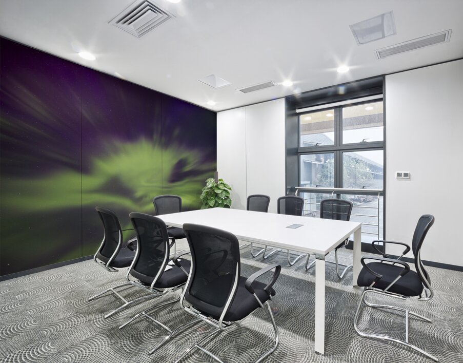 Green and Purple Aurora Burst Wall Printing