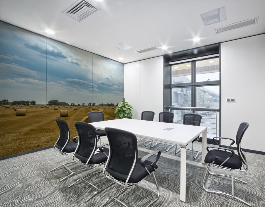 Hay Bales Under a Cloudy Sky Wall Printing