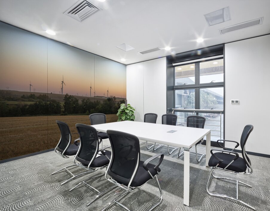 Wind Turbines at Sunset Wall Printing