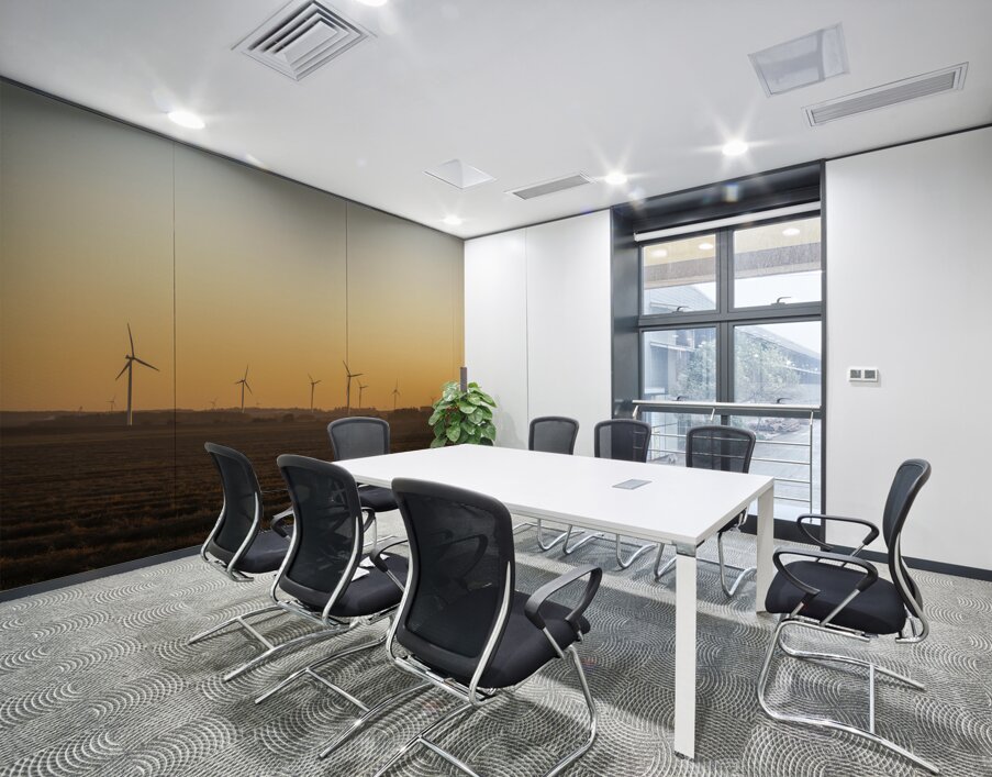 Wind Turbines at Sunset Wall Printing