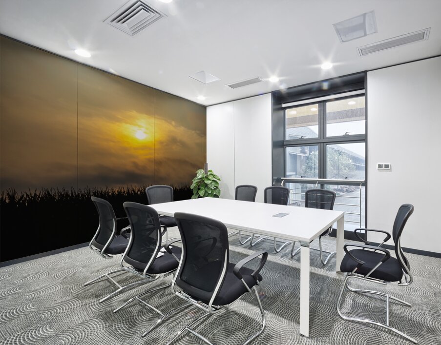 Hazy Sunrise Over Cornfield Wall Printing