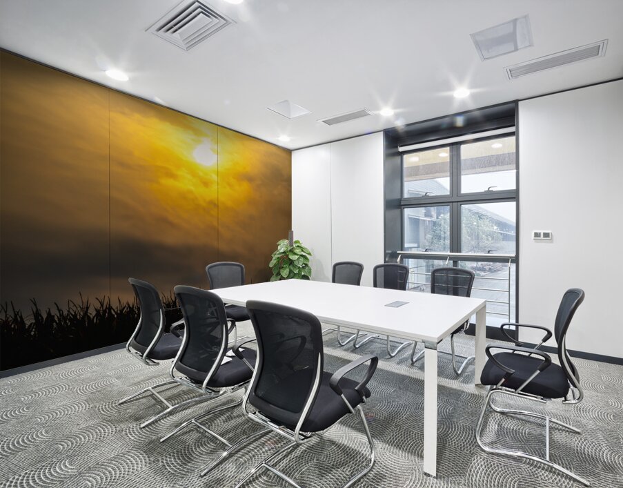 Hazy Sunrise Above Corn Field Wall Printing
