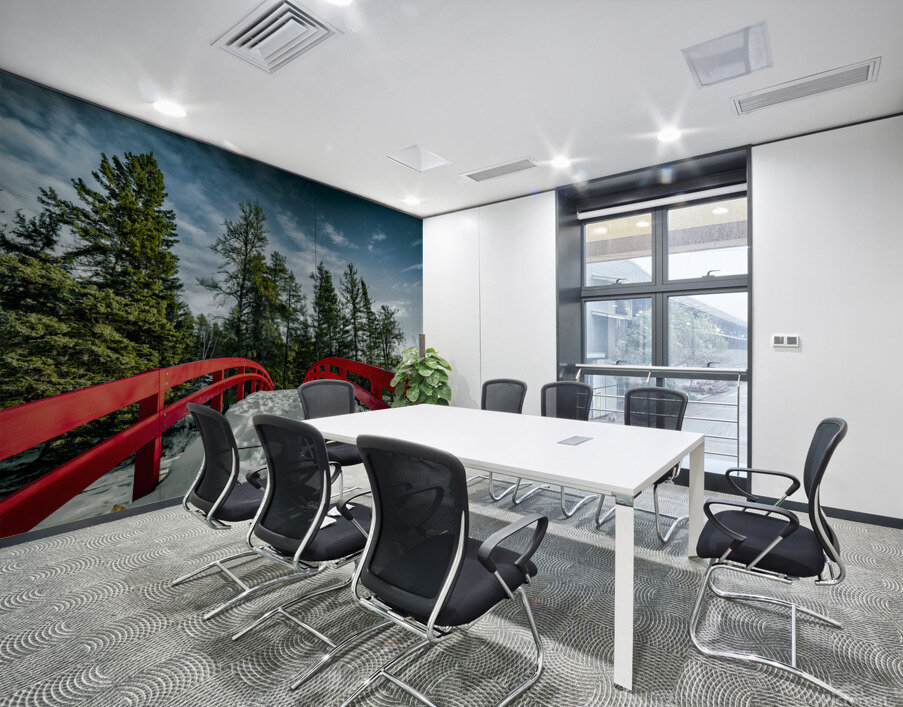 Red Bridge in Snow Wall Printing
