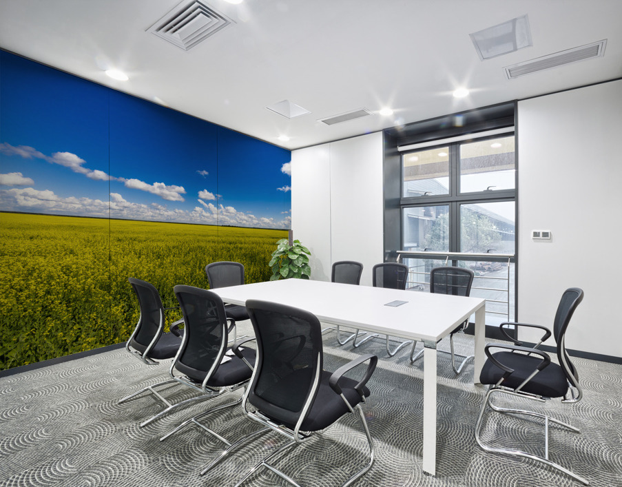 Blue and Yellow Wall Printing