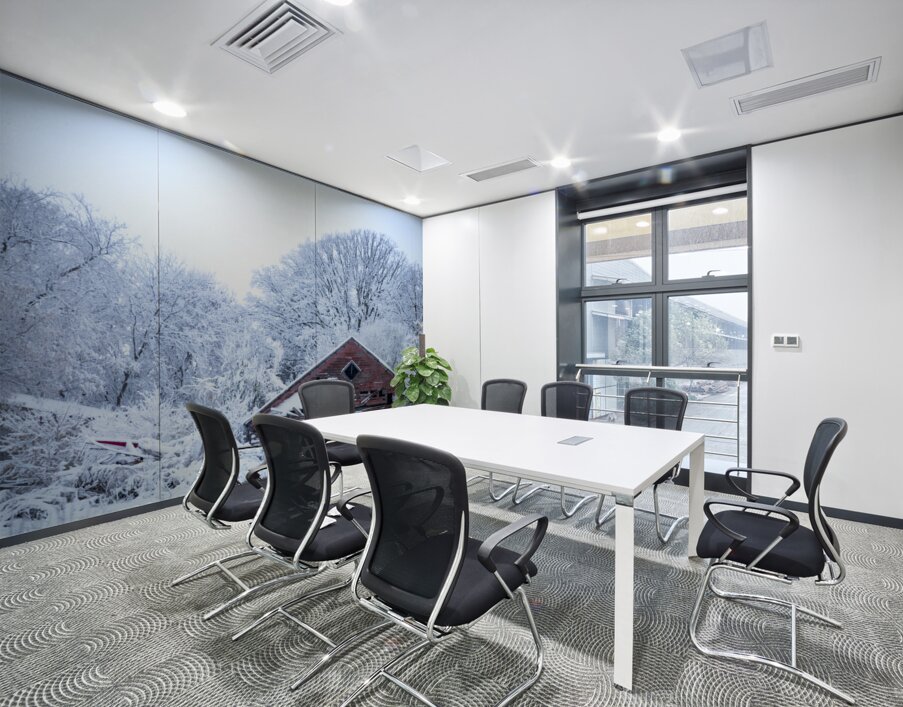 Red Barn Under First Snow Wall Printing