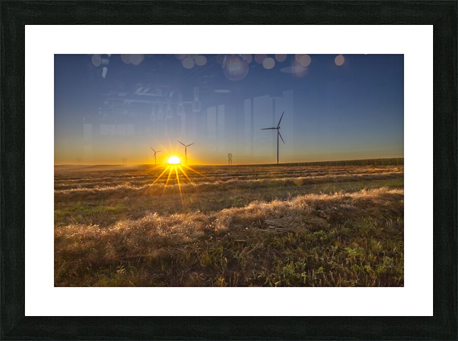 Sunset by the Wind Turbine Picture Frame print
