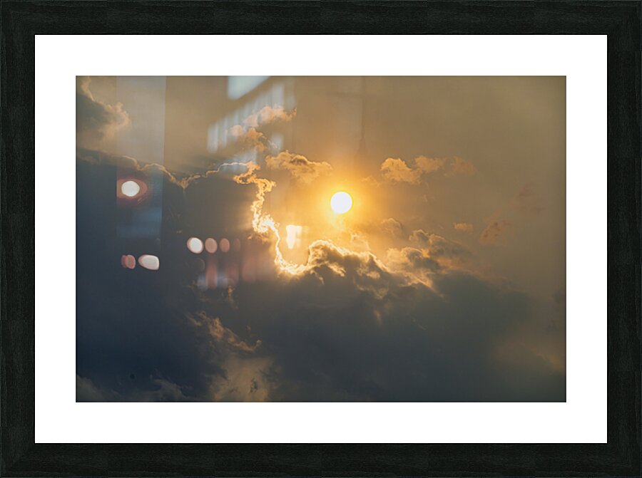 Hazy Sun Behind Clouds Picture Frame print