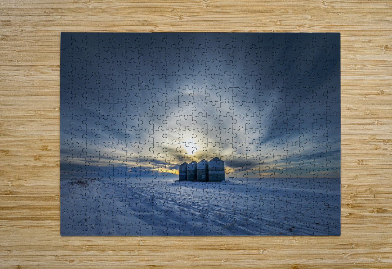 Sundogs Behind Grain Bins Marc Gilbert Photography Puzzle printing