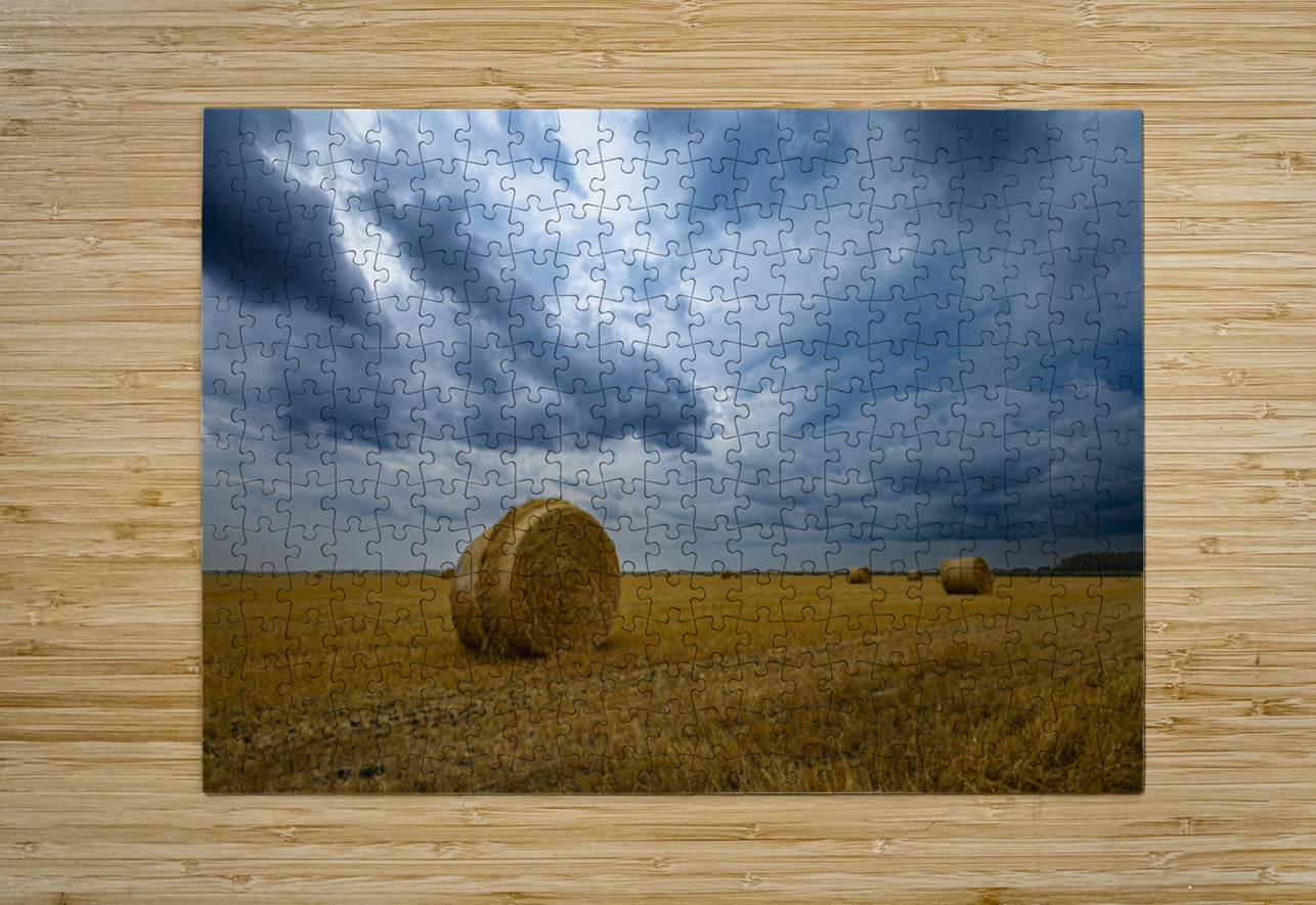 Hay Bales Under a Cloudy Sky Marc Gilbert Photography Puzzle printing