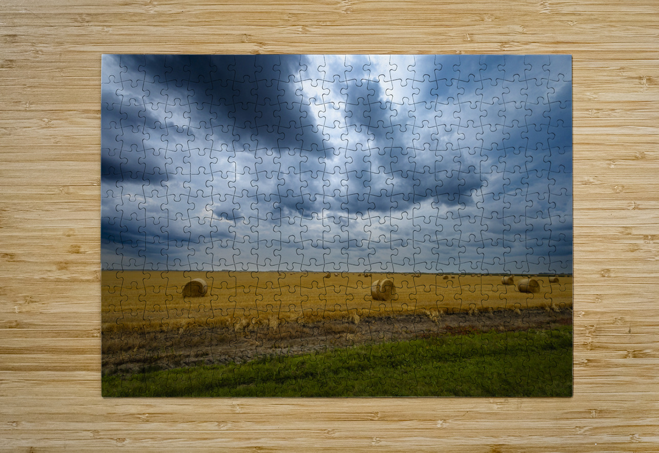Hay Bales Under a Cloudy Sky Marc Gilbert Photography Puzzle printing