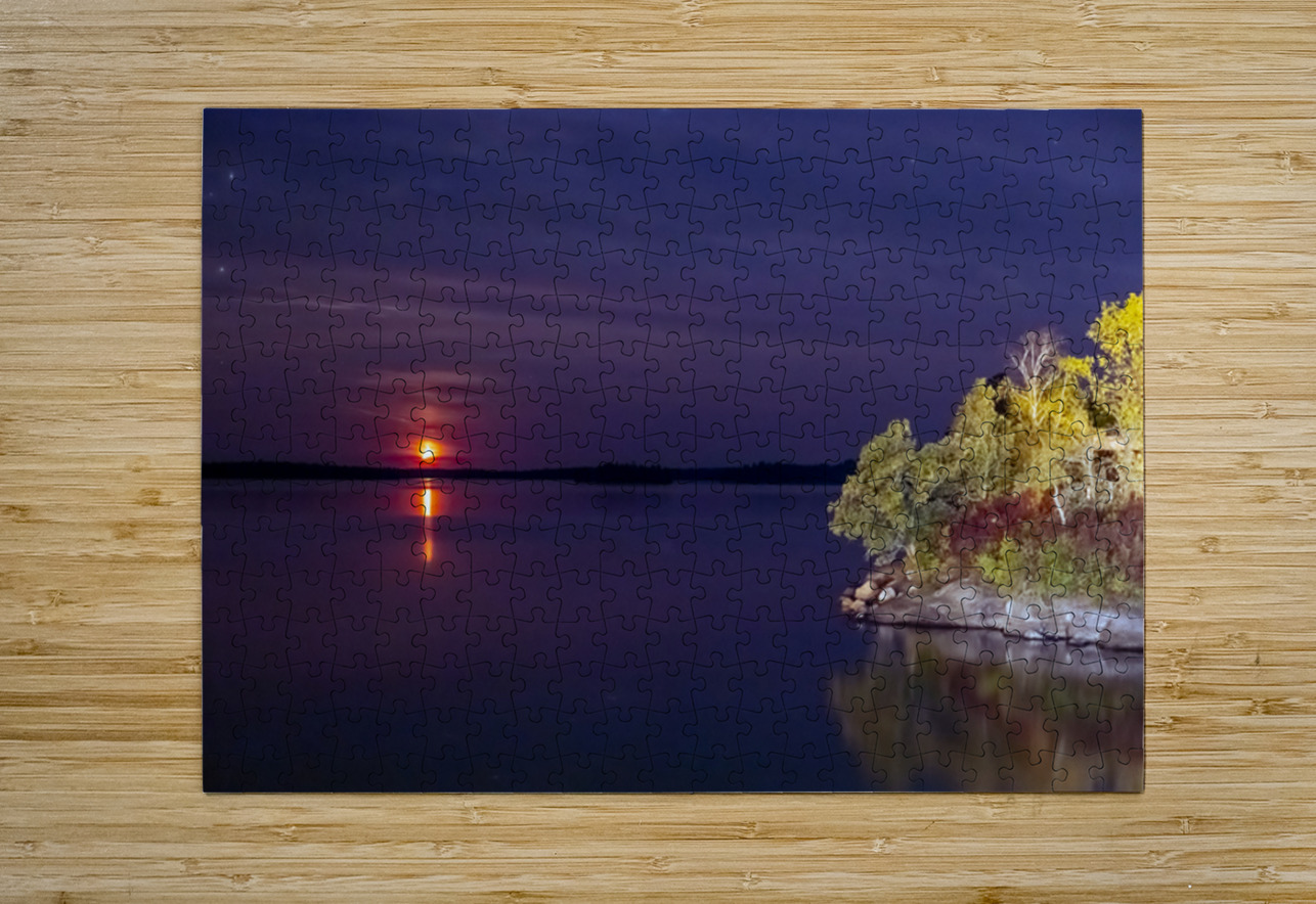 Moon Sets Over Shoal Lake Marc Gilbert Photography Puzzle printing