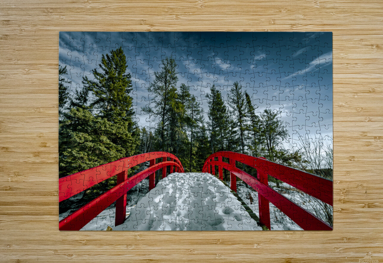 Red Bridge in Snow Marc Gilbert Photography Puzzle printing