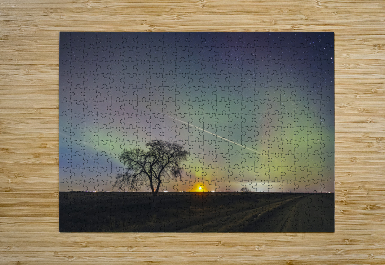Moonrise Under Northern Lights Marc Gilbert Photography Puzzle printing