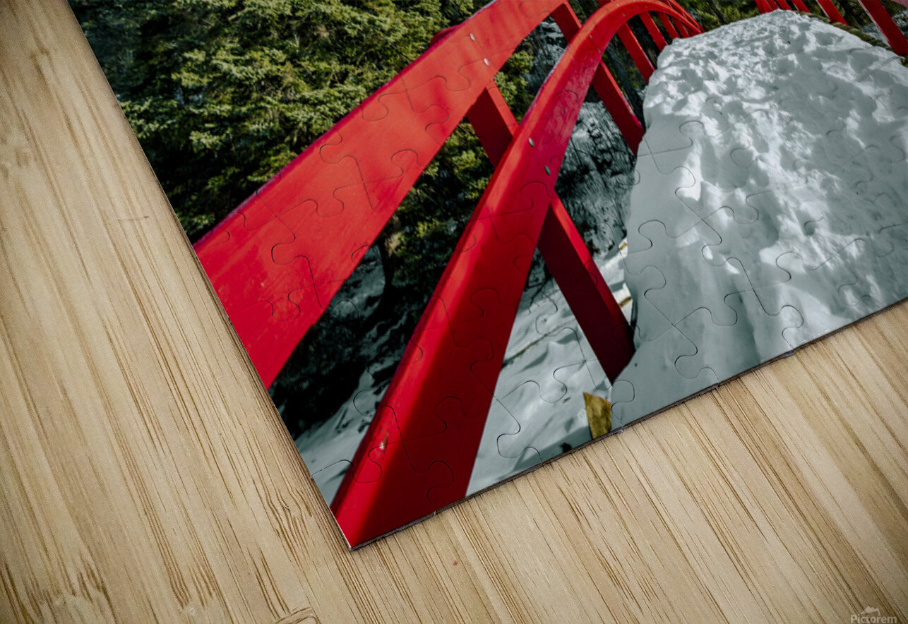 Red Bridge in Snow Marc Gilbert Photography Puzzle