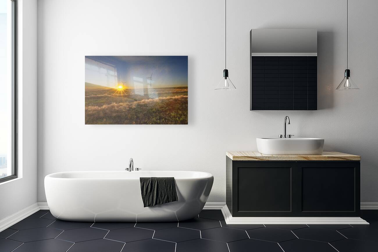 Sunset by the Wind Turbine Reproduction