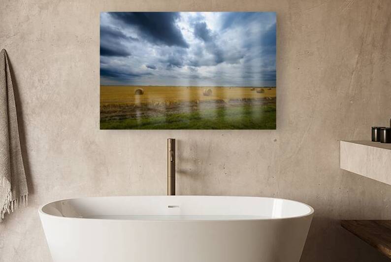 Hay Bales Under a Cloudy Sky by Marc Gilbert Photography