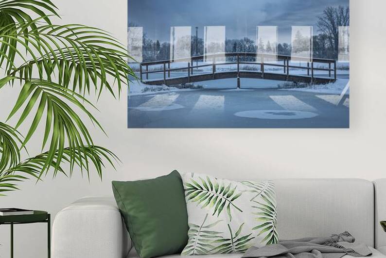 Bridge Over Pond at First Snow by Marc Gilbert Photography